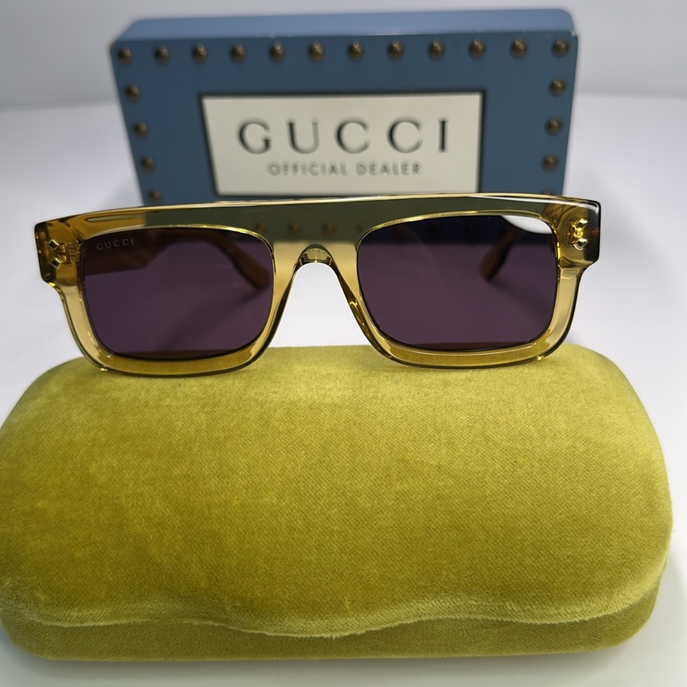 💯- New Authentic GUCCI GG1085S Trendy Sunglasses – Vibrant Yellow and Grey - Picture 5 of 14